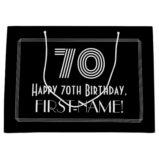 70e verjaardag — Art Deco Geïnspireerde look "70"  Groot Cadeauzakje (Voorkant)
