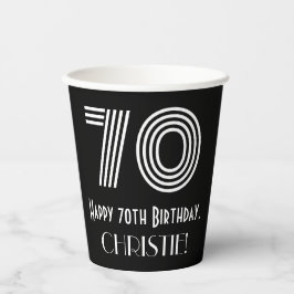 70e verjaardag — Art Deco Geïnspireerde look "70"  Papieren Bekers