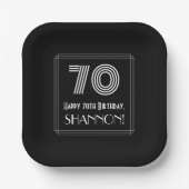70e verjaardag — Art Deco Geïnspireerde look "70"  Papieren Bordje (Voorkant)