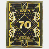 70e verjaardag Art Deco Gold Black Grote Gatsby Fleece Deken (Voorkant)