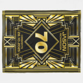 70e verjaardag Art Deco Gold Black Grote Gatsby Fleece Deken (Voorkant (Horizontaal))