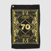 70e verjaardag Art Deco Gold Black Grote Gatsby Golfhanddoek (Voorkant)