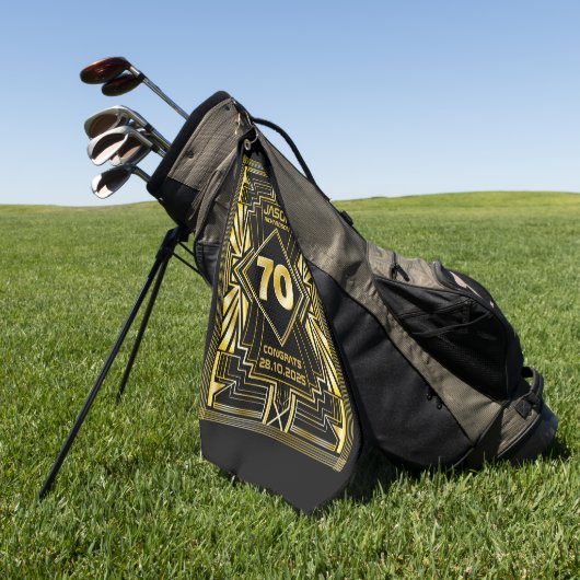 70e verjaardag Art Deco Gold Black Grote Gatsby Golfhanddoek (Groen)