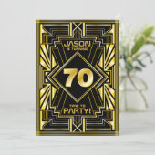 70e verjaardag Art Deco Gold Black Grote Gatsby Kaart (Staand voorkant)