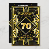 70e verjaardag Art Deco Gold Black Grote Gatsby Kaart (Voorkant / Achterkant)