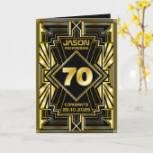 70e verjaardag Art Deco Gold Black Grote Gatsby Kaart (Gele Bloem)