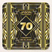 70e verjaardag Art Deco Gold Black Grote Gatsby Kartonnen Onderzetters (Voorkant)