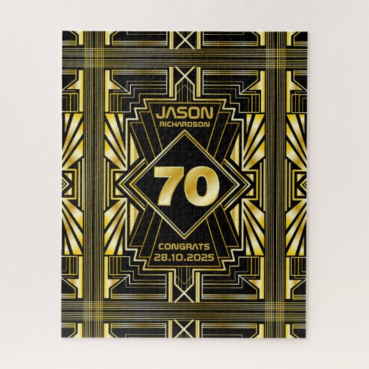70e verjaardag Art Deco Gold Black Grote Gatsby Legpuzzel (Verticaal)