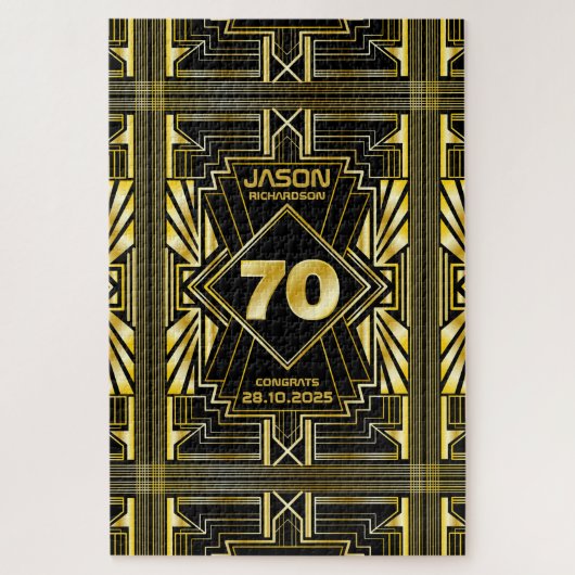 70e verjaardag Art Deco Gold Black Grote Gatsby Legpuzzel (Verticaal)