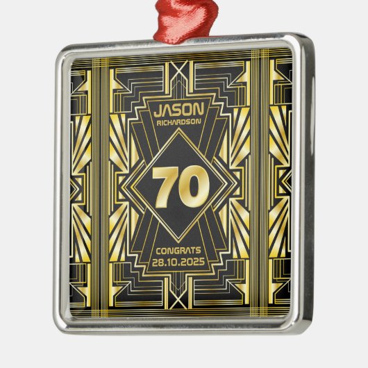 70e verjaardag Art Deco Gold Black Grote Gatsby Metalen Ornament (Links)