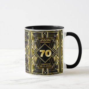 70e verjaardag Art Deco Gold Black Grote Gatsby Mok