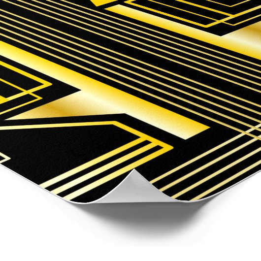 70e verjaardag Art Deco Gold Black Grote Gatsby Poster (Hoek)
