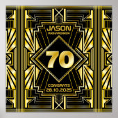 70e verjaardag Art Deco Gold Black Grote Gatsby Poster (Voorkant)