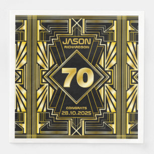 70e verjaardag Art Deco Gold Black Grote Gatsby Servet