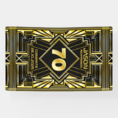 70e verjaardag Art Deco Gold Black Grote Gatsby Spandoek (Horizontaal)