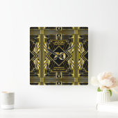 70e verjaardag Art Deco Gold Black Grote Gatsby Vierkante Klok (Huis)