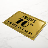 70e verjaardag — Art Deco Kijk "70" + Naam Folie Uitnodiging (Gedraaid)