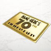 70e verjaardag — Art Deco Style "70" en naam Folie Uitnodiging (Gedraaid)