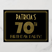 70e verjaardag — Art Deco Style "70" + Naam Folie Uitnodiging (Voorkant)