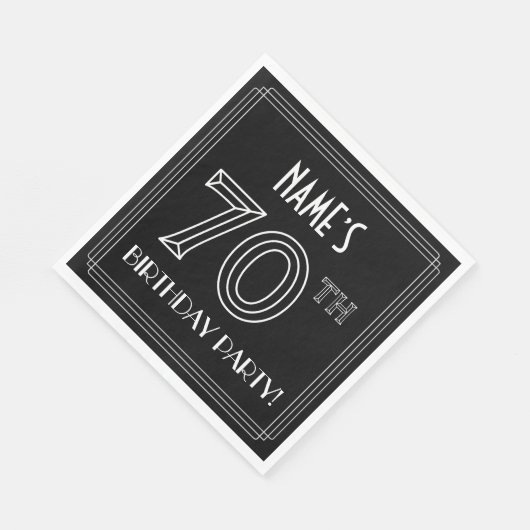 70e verjaardag: Art Deco Style + aangepaste naam Servet (Hoek)