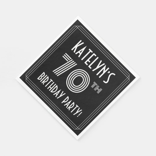 70e verjaardag: Art Deco Style + aangepaste naam Servet (Hoek)