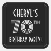 70e verjaardag: Art Deco Style en aangepaste naam Vierkante Sticker (Voorkant)