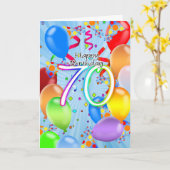 70e verjaardag - Ballon Birthday Kaart - Happy Bir (Gele Bloem)