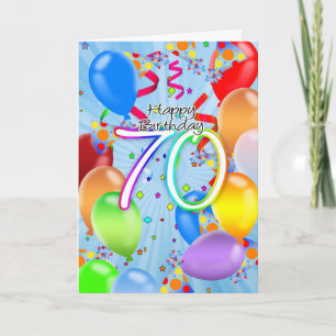 70e verjaardag - Ballon Birthday Kaart - Happy Bir