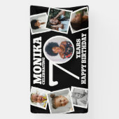 70e verjaardag banner aangepaste foto zwart wit (Verticaal)