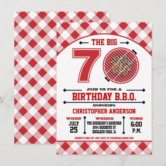 70e verjaardag Barbecue uitnodiging (Voorkant / Achterkant)