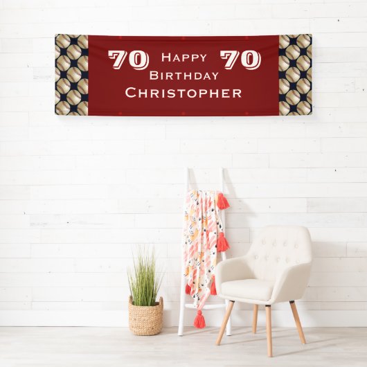 70e verjaardag Baseball, Red White Blue, Spandoek (Insitu)