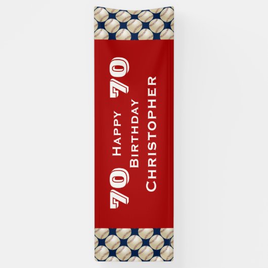 70e verjaardag Baseball, Red White Blue, Spandoek (Verticaal)