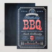 70e verjaardag BBQ Uitnodigingen | Chalkboard (Voorkant / Achterkant)