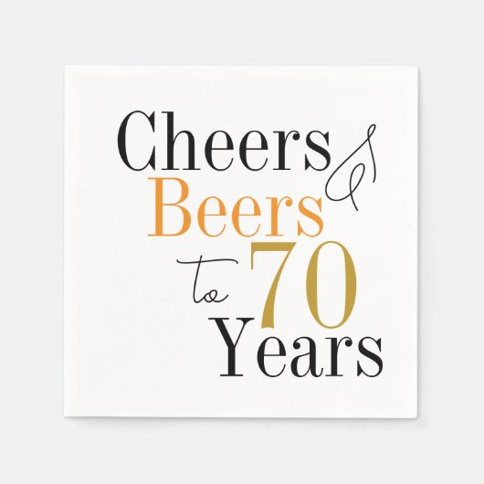 70e verjaardag Beers en Cheers Minimal Party Servet (Voorkant)