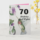 70e verjaardag beste wensen 70 kolibrie bloem kaart (Gele Bloem)