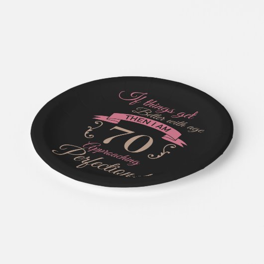 70e verjaardag beter met leeftijd papieren bordje (Gekanteld)