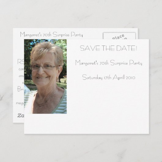 70e verjaardag Bewaar de datum Aankondigingskaart (Voorkant / Achterkant)