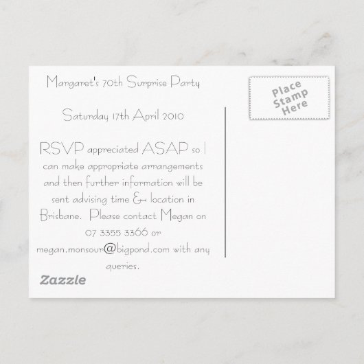 70e verjaardag Bewaar de datum Aankondigingskaart (Achterkant)