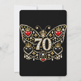 70e verjaardag bezet met diamanten vlinder kaart