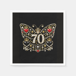 70e verjaardag bezet met diamanten vlinder servet