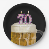 70e verjaardag bier op zwart Bord (Voorkant)