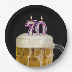 70e verjaardag bier op zwart Bord