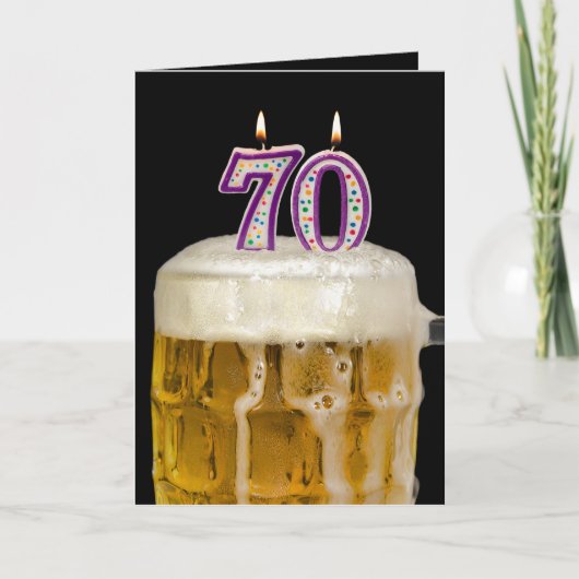 70e verjaardag Bier op zwart Kaart (Voorkant)