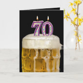 70e verjaardag Bier op zwart Kaart (Gele Bloem)
