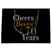 70e verjaardag Bieren en Proost Zwart Goud Party Groot Cadeauzakje (Voorkant)