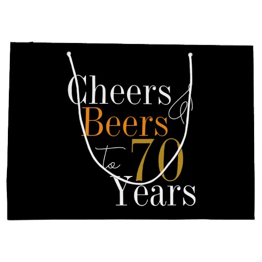 70e verjaardag Bieren en Proost Zwart Goud Party Groot Cadeauzakje (Achterkant)