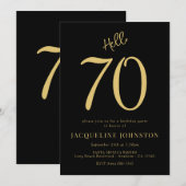70e verjaardag Black and Gold Kaart (Voorkant / Achterkant)