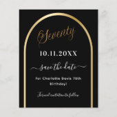 70e verjaardag Black Gold Arch Budget Opslaan van  Flyer (Voorkant)