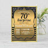 70e verjaardag Black Gold Surprise Party Kaart (Staand voorkant)