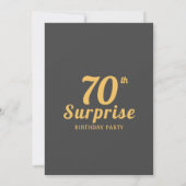 70e verjaardag Black Gold Surprise Party Kaart (Achterkant)